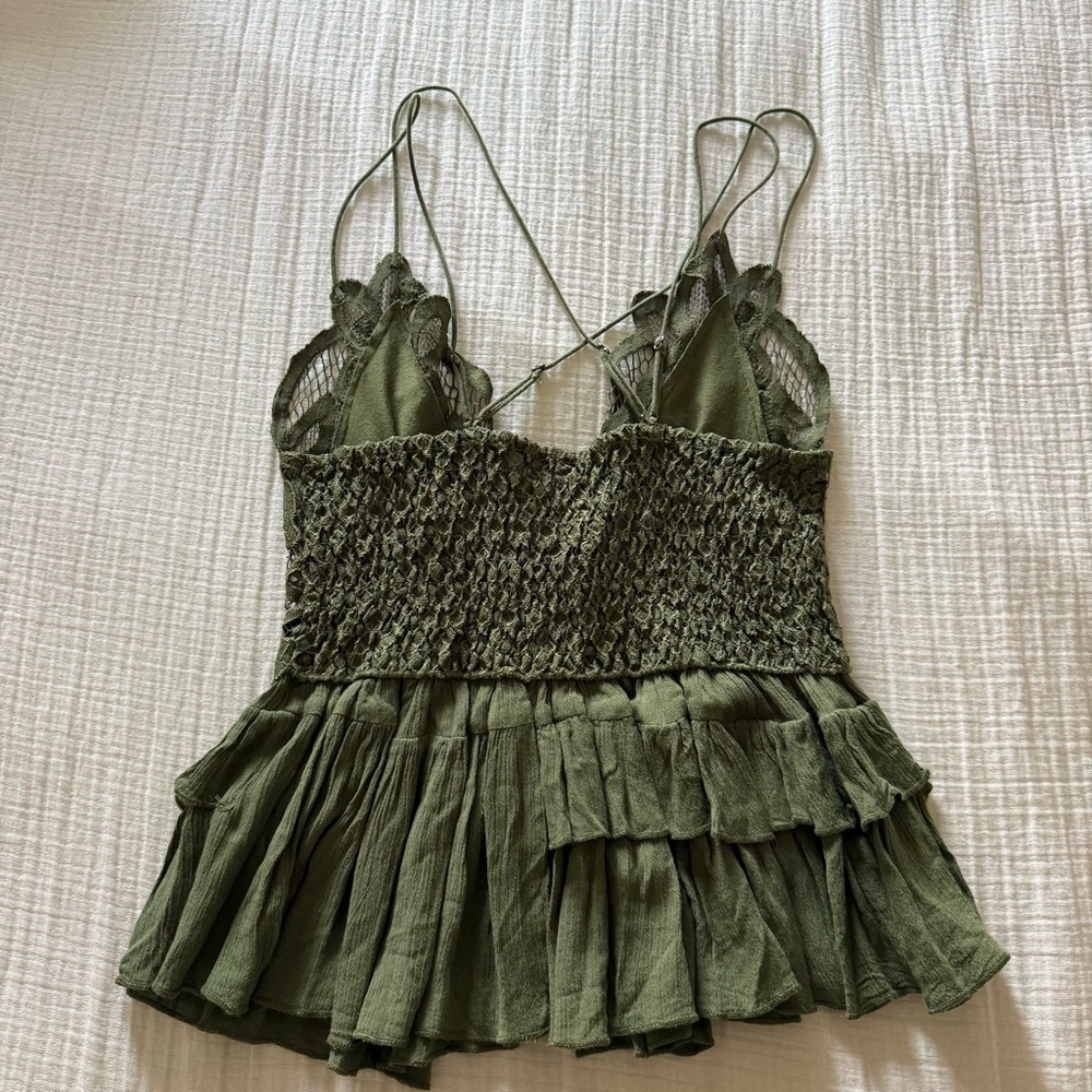 Free People Adella Cami in Olive Sparrow - Picture 7 of 7